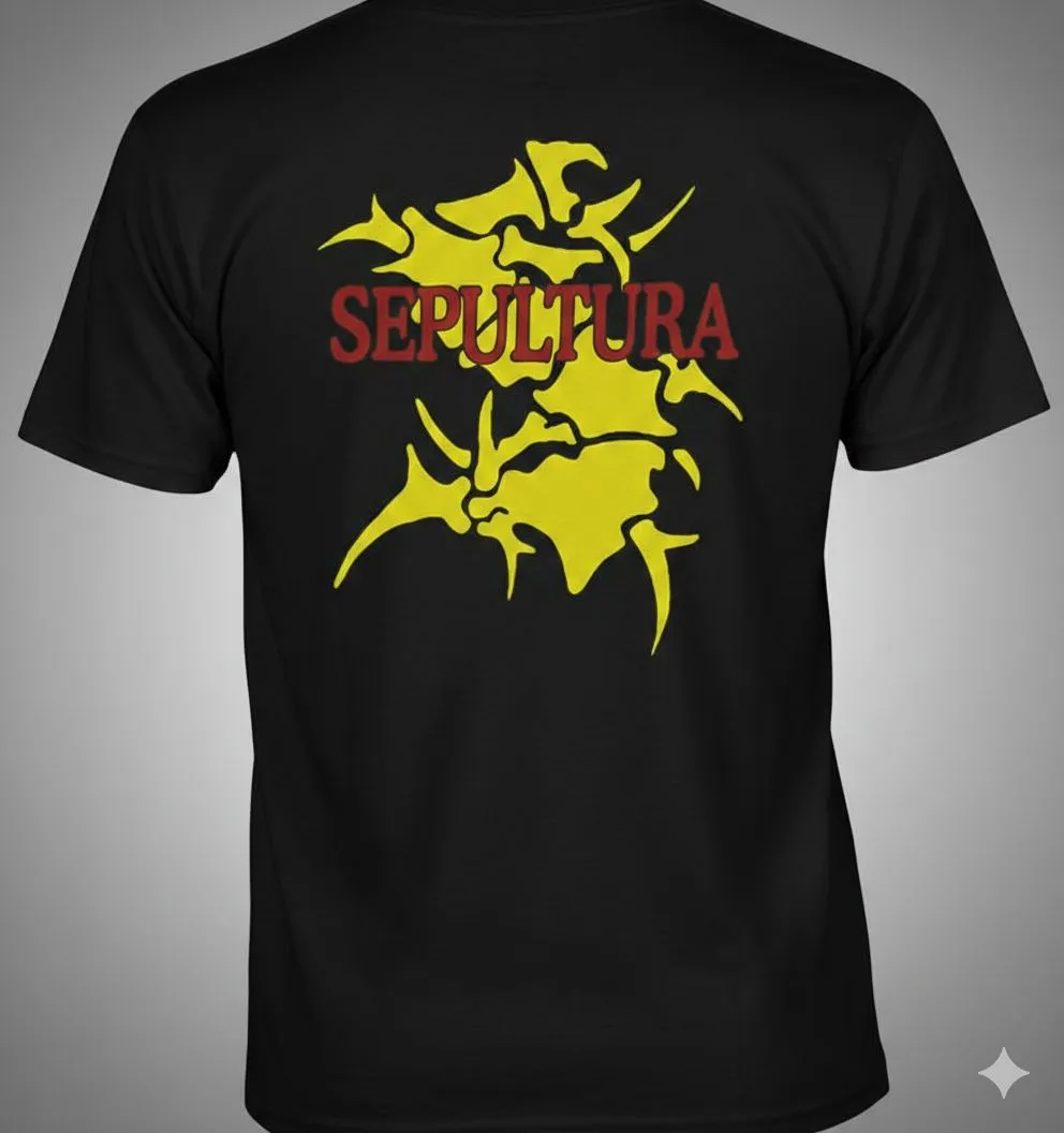 Гръб на метъл тениска Sepultura с голямо жълто лого