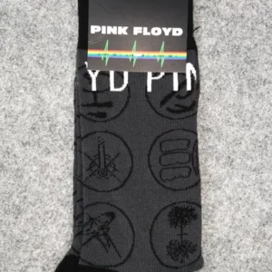 Сиви памучни чорапи Pink Floyd с графични символи - Hover Image