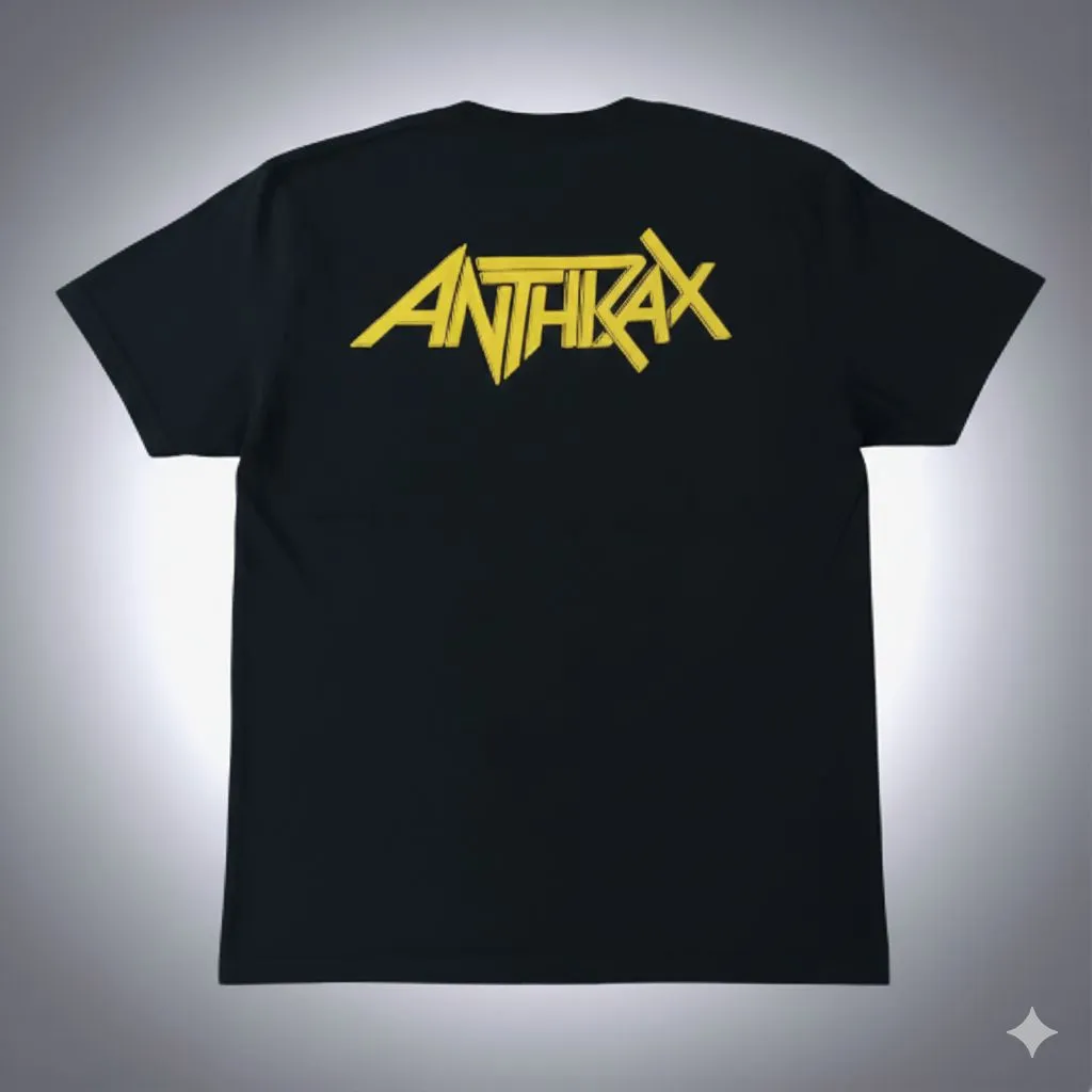 Гръб на тениска Anthrax Among The Living с жълто лого на бандата
