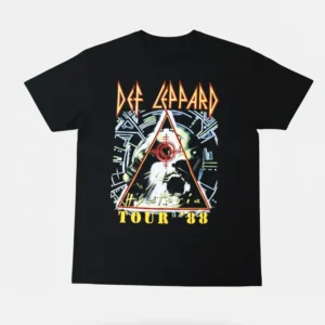 черна метъл тениска Def Leppard с щампа Hysteria Tour '88