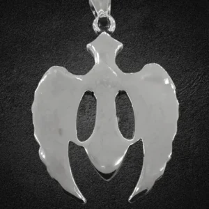 Медальон кръст с ангелски криле и черни камъни - Hover Image