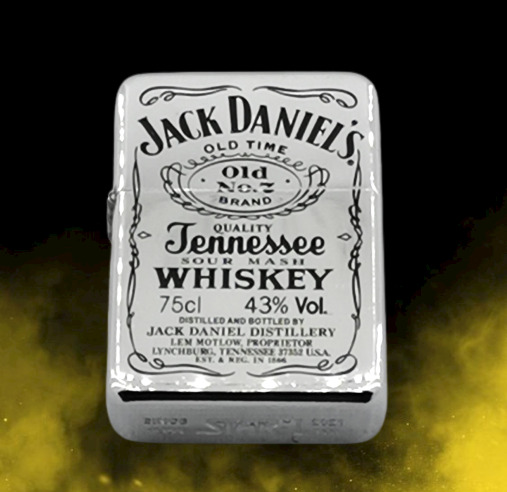 Метална бензинова запалка Jack Daniel's огледално сива