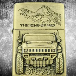 Ретро златиста метална бензинова zippo запалка с джип
