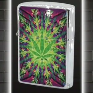 Цветна метална бензинова zippo запалка с марихуана