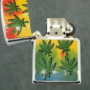 Метална бензинова Zippo запалка с марихуана - Hover Image