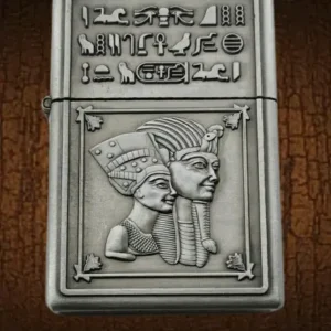 Релефна метална бензинова zippo запалка с Тутанкамон