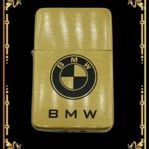 Златиста метална газова запалка с черно лого на BMW