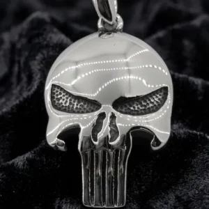 Масивен сребрист медальон череп Punisher от медицинска стомана