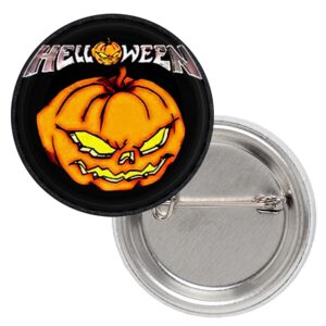 Кръгла метална значка Helloween за фенове с логото на групата и зловеща оранжева тиква