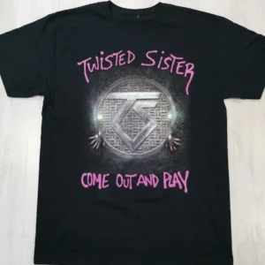 Тениска Twisted Sister със ситопечат щампа Come Out and Play върху черен памук
