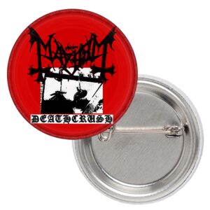 метална значка Mayhem Deathcrush с диаметър 25 мм за блек метъл фенове