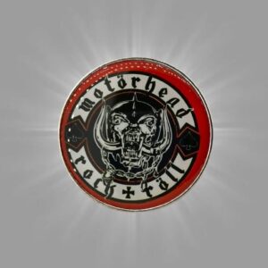 Кръгла метална значка Motorhead Rock n Roll с червен фон