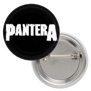 Кръгла метална значка Pantera с бяло лого на черен фон за декорация на облекло