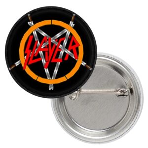 Кръгла метална значка Slayer с пентаграма и мечове за декорация на кожено яке