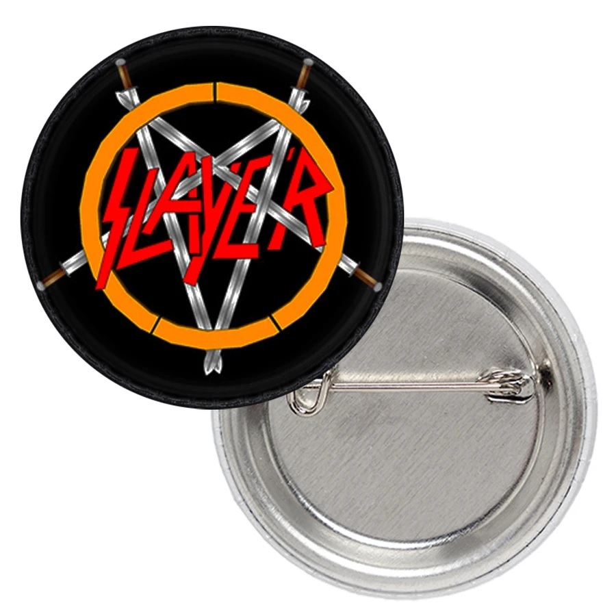Кръгла метална значка Slayer с пентаграма и мечове за декорация на кожено яке