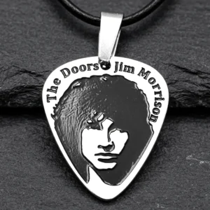 Стоманен медальон на The Doors под формата на китарно перце с лика на Джим Морисън
