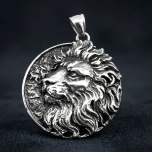 Стоманен кръгъл медальон Лъв (Lion King) с релефна грива