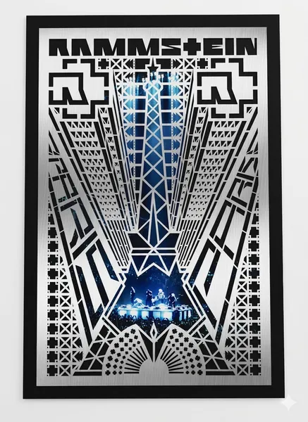 Самозалепващ постер Rammstein Paris за стена с индустриален дизайн и лого на групата