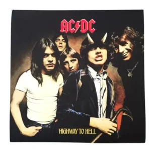 Матов самозалепващ малък плакат стикер AC/DC Highway to Hell с Ангъс Йънг
