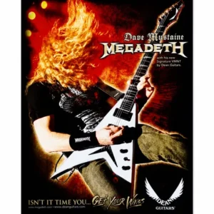 Цветен самозалепващ постер на Дейв Мъстейн от Megadeth с бяла китара Dean
