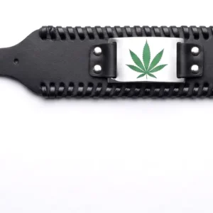 Кожена гривна със символ Cannabis от естествена кожа - Hover Image