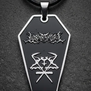 Стоманен медальон ковчег Lorna Shore медицинска стомана с кожена връзка
