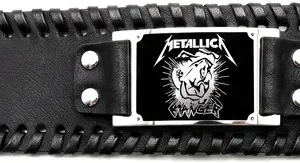 Кожена гривна Metallica с плочка от медицинска стомана - Hover Image