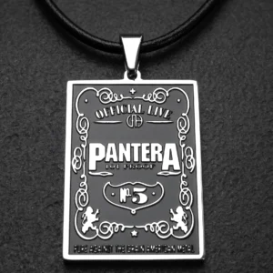 Метъл медальон на Pantera от медицинска стомана с етикет 101 Proof.