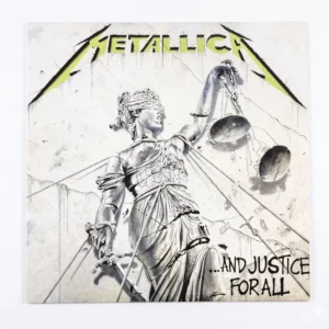 Матов самозалепващ малък плакат стикер Metallica And Justice for All със статуята на Юстиция