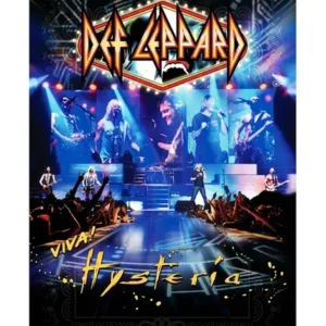 Цветен постер Def Leppard Viva Hysteria с концертни кадри и сини светлини върху матова хартия