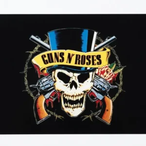 Хоризонтален постер Guns N' Roses Appetite for Destruction с череп и револвери на черен фон