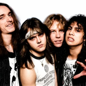 Оригинален постер на Metallica с Клиф Бъртън и млад Джеймс Хетфийлд от PP хартия
