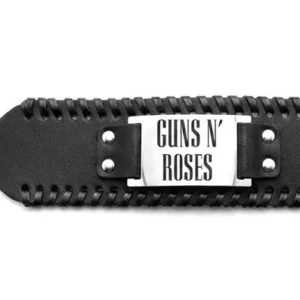 Мъжка гривна с плочка Guns N' Roses от естествена кожа - Hover Image