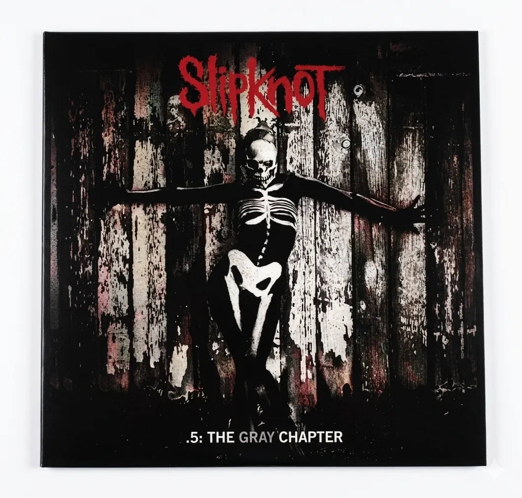 : Матов самозалепващ малък плакат стикер Slipknot The Gray Chapter с фигура на скелет