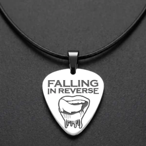 Стоманен медальон перце Falling in Reverse с подарък черна кожена верижка