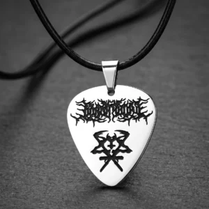 Стоманен медальон перце Lorna Shore с черна кожена връзка