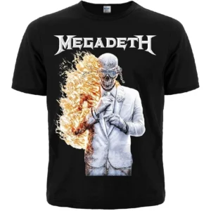 Памучна тениска с рок щампа на талисмана на Megadeth Vic Rattlehead отпред
