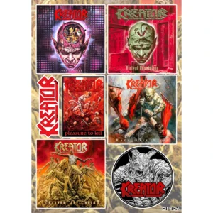 Ярки метъл стикери Kreator с защитен ламинат на лист A5