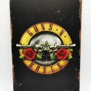 Стилна метална табела Guns N Roses с рокерска емблема и рози