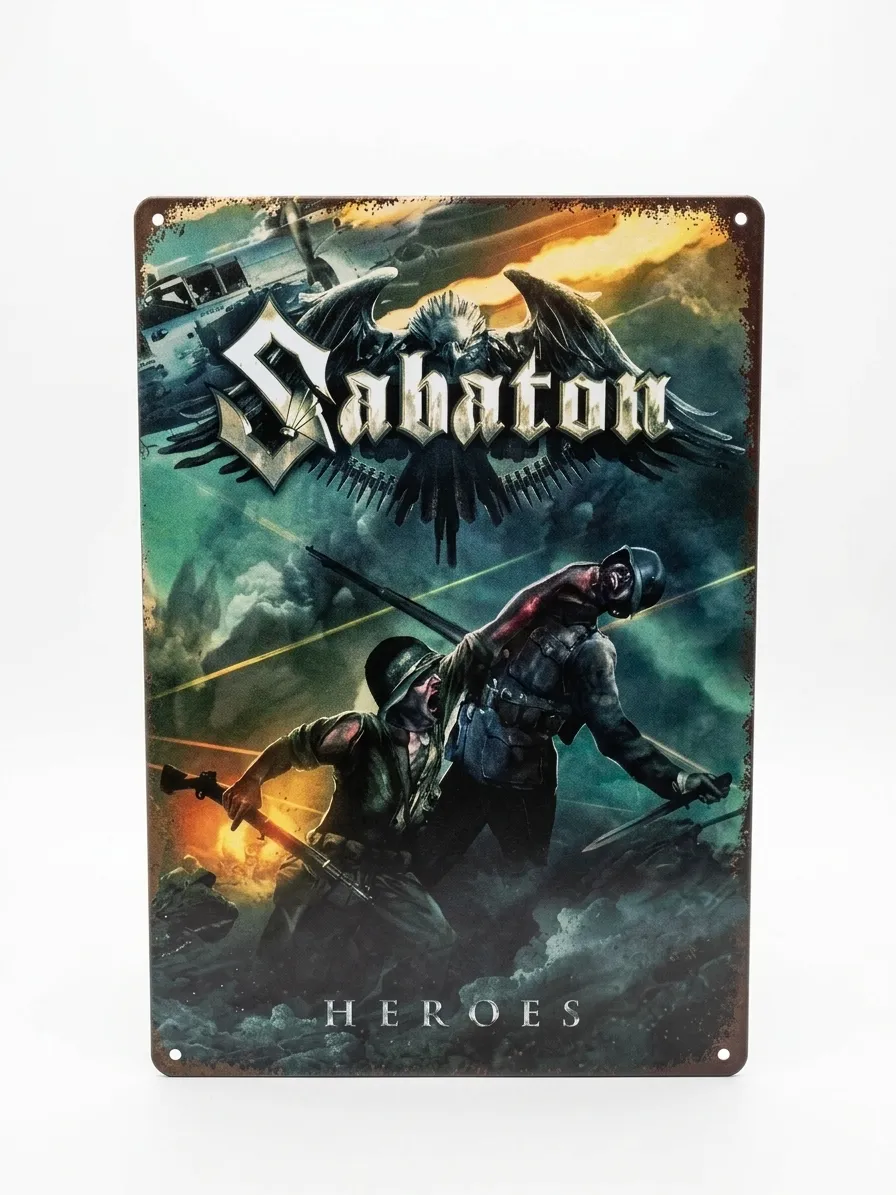 Декоративна метална табела Sabaton Heroes с военен дизайн и лого