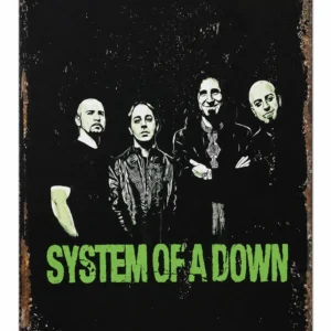 Музикална картина System of a Down с ярък зелен надпис