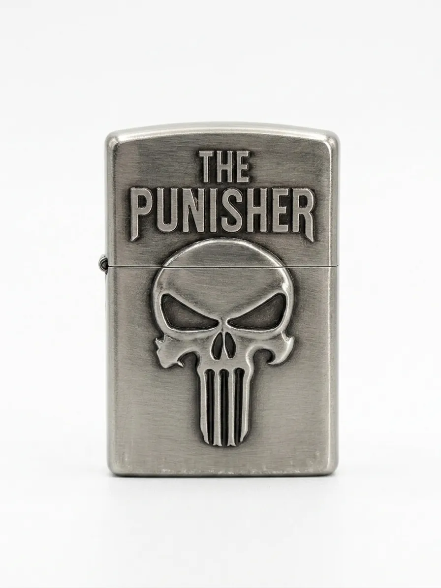 Метална газова запалка Punisher с 3D череп и ретро ефект