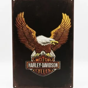Метална картина Harley Davidson Eagle с графичен орел и лого