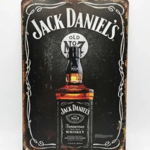Стилна метална картина Jack Daniels с черен фон