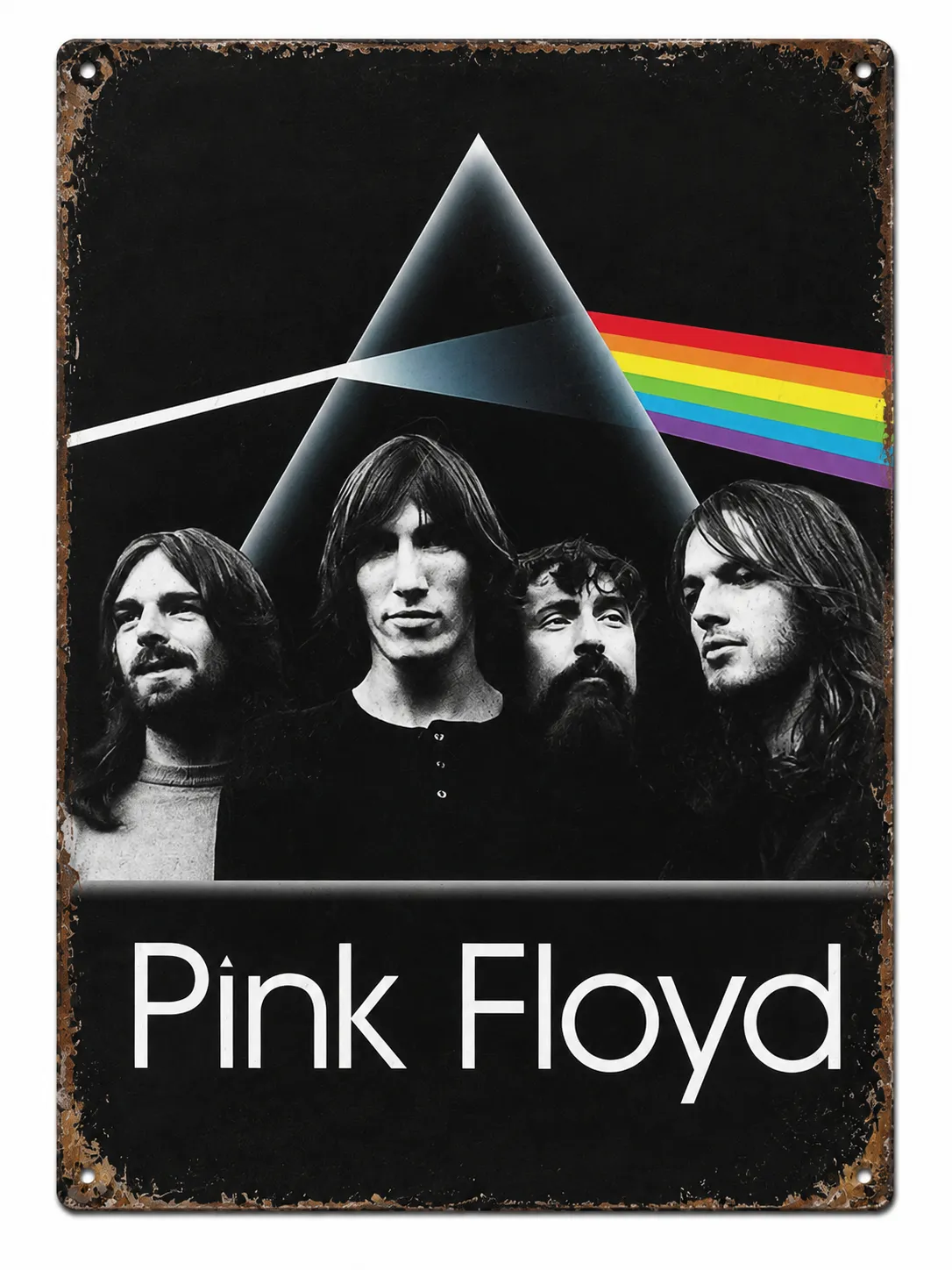 Стилна метална табела Pink Floyd с призма и олекотен дизайн