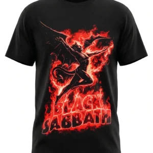 Черна рок тениска Black Sabbath Henry с памучна материя
