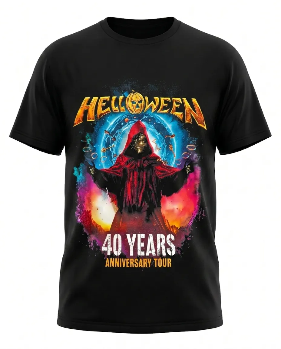 Памучна тениска Helloween 40 Years Anniversary Tour от чист памук