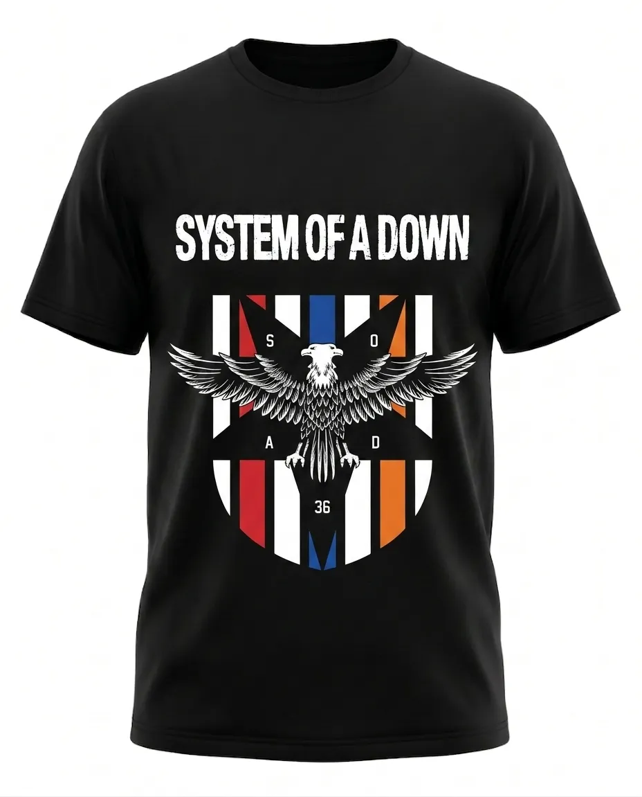 Черна рок тениска System Of A Down Eagle с арменския герб