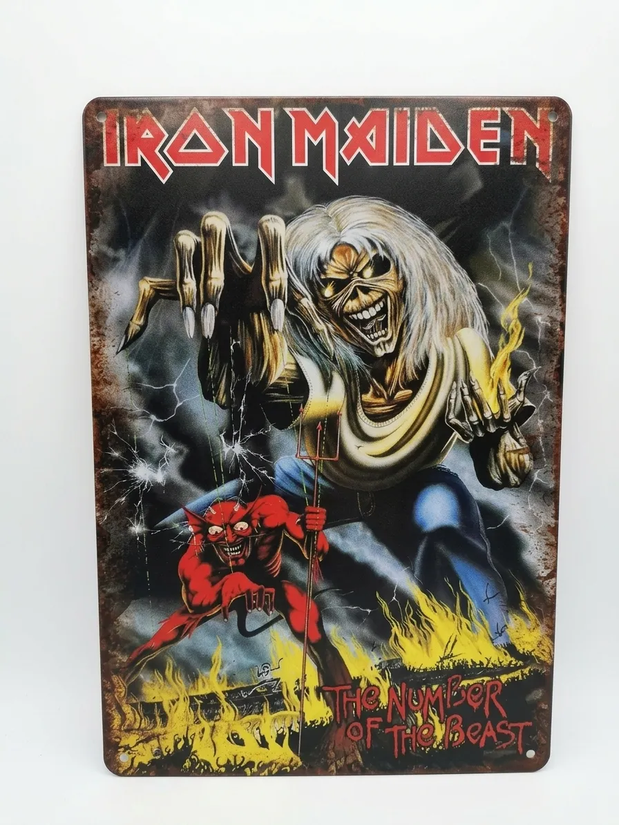 Качествена метална табела Iron Maiden The Number of the Beast за стенна декорация