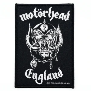 Везана метъл нашивка Motörhead с бели конци и Warpig